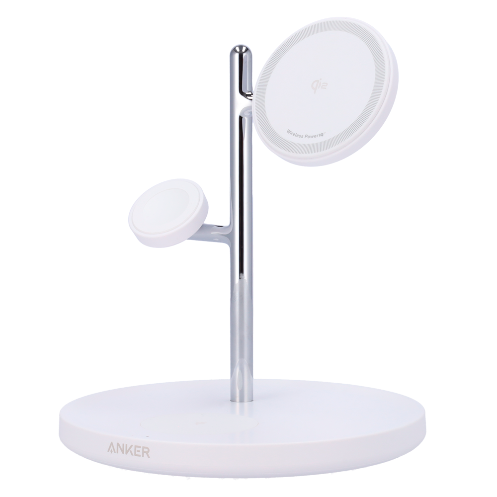 [ANK-PADWCHARGER-3-IN-1-W] (ANK-PADWCHARGER-3-IN-1-W) Chargeur sans fil 3 chez 1 Anker - Technologie MagGo - Charge rapide: iPhone, Airpods, Apple Watch - Charge 3 dispositifs à la fois - Charge rapide 25W - Structure plate : Couleur blanche