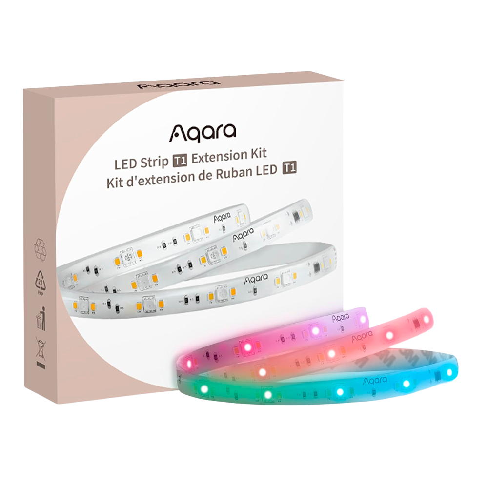 (AQ-RLSE-K01D) Bande LED d'extension Aqara T1 (1m) - Zigbee 3.0 / Matter et Zigbee - Requiert le HUB AQARA 3.0 - Répéteur Zigbee - 50.000 Heures de vie - Prend en charge Apple Homekit, Google, Alexa