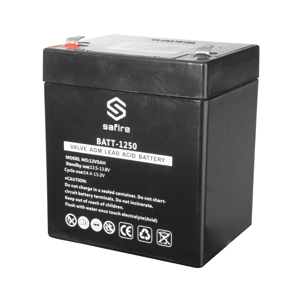 (BATT-1250) Batterie rechargeable - technologie plomb-acide AGM - Voltage 12 V - Capacité 5.0 Ah - 105 x 90 x 70 mm / 1630 g - Pour soutenir ou utilisation directe