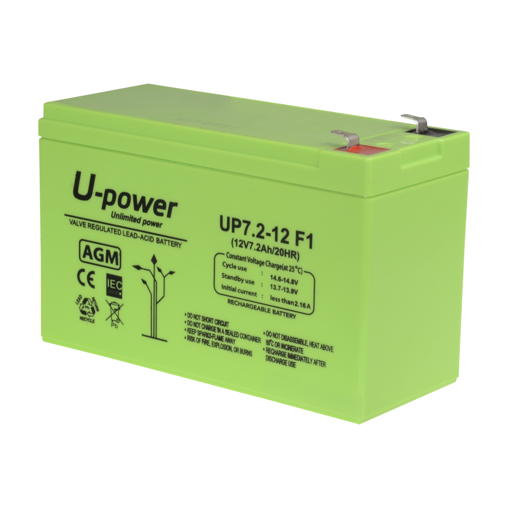(BATT-1272-U) Upower - Batterie rechargeable - technologie plomb-acide AGM - Voltage 12 V - Capacité 7.2 Ah - 101 x 151 x 65 mm / 2180 g - Pour soutenir ou utilisation directe