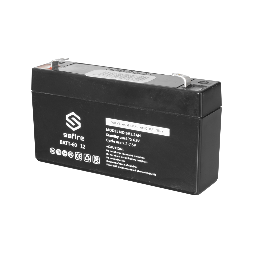 (BATT-6012) Batterie rechargeable - technologie plomb-acide AGM - Voltage 6 V - Capacité 1.2 Ah - 58 x 97 x 24 mm / 290 g - Pour soutenir ou utilisation directe