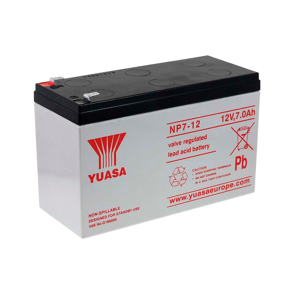 [BATT-NP7-12] (BATT-NP7-12) Yuasa NP7-12 - Batterie rechargeable - technologie plomb-acide AGM - Capacité 7 Ah / 12 V - 65 x 151 x 97.5 / 2200 g - Pour soutenir ou utilisation directe
