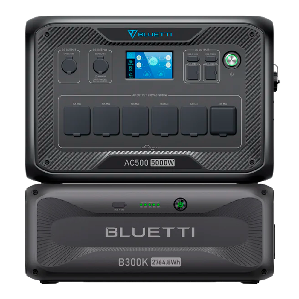 (BL-AC500-1xB300K) Kit de batterie domestique Bluetti - Capacité 2765Wh - Puissance 5000W - Des prises et des moyens de recharge multiples - Contrôle via l'App (Wi-Fi et Bluetooth) - Onduleur domestique de secours 24/7