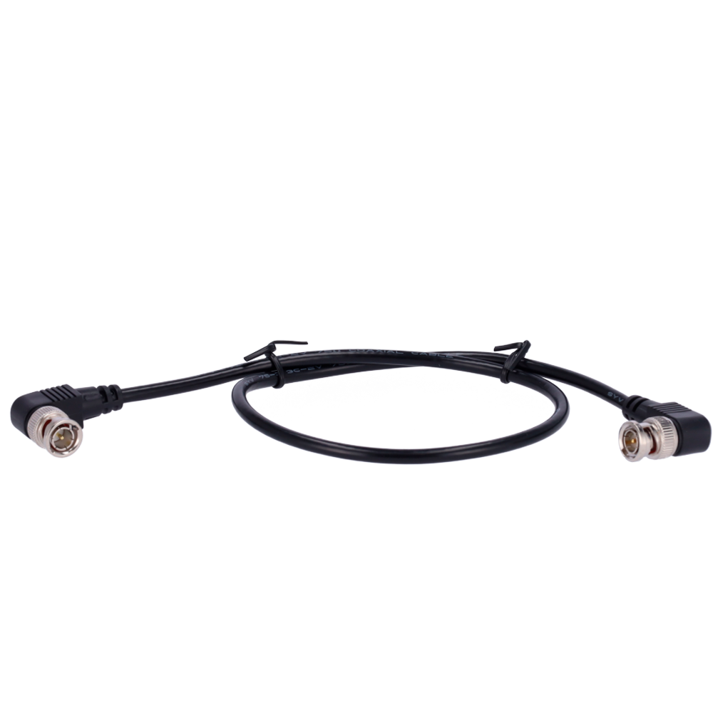 (BNC1-60-DL) Câble coaxial RG59 - Double connecteur BNC mâle coudé - 60 cm de long - Vidéo - Faibles pertes