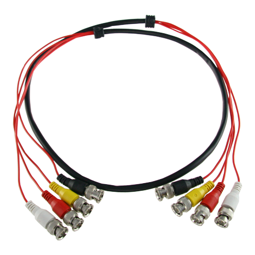 [BNC4-45] (BNC4-45) Câble préparé multiple - BNC mâle à BNC mâle - 4 liaisons coaxial - Longueur 1,5 m - Pour connexion de Balun à DVR - Compatible avec BA614P et PV3208PH