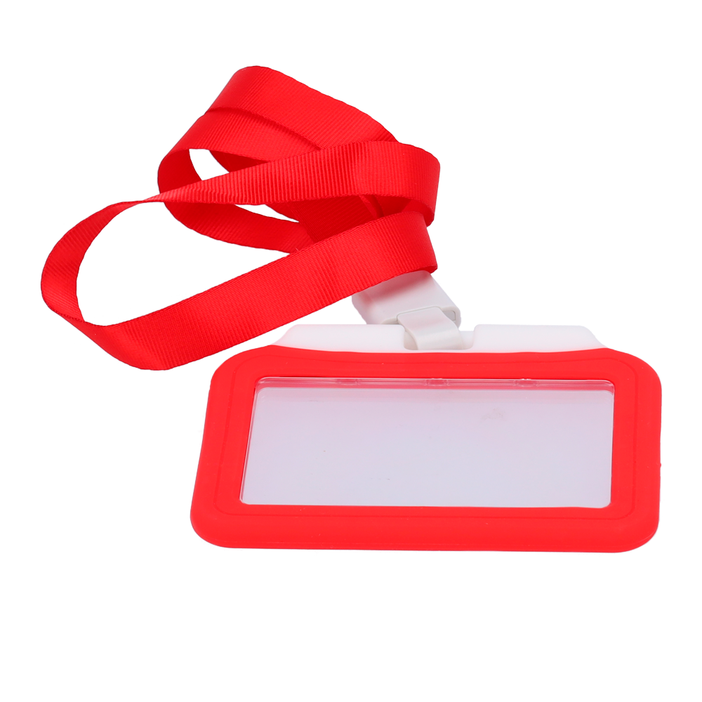 (CARD-HOLDER-H-RED) Porte-cartes - Disposition horizontale - Feuille de protection en plastique - Fabriqué en silicone - Couleur rouge