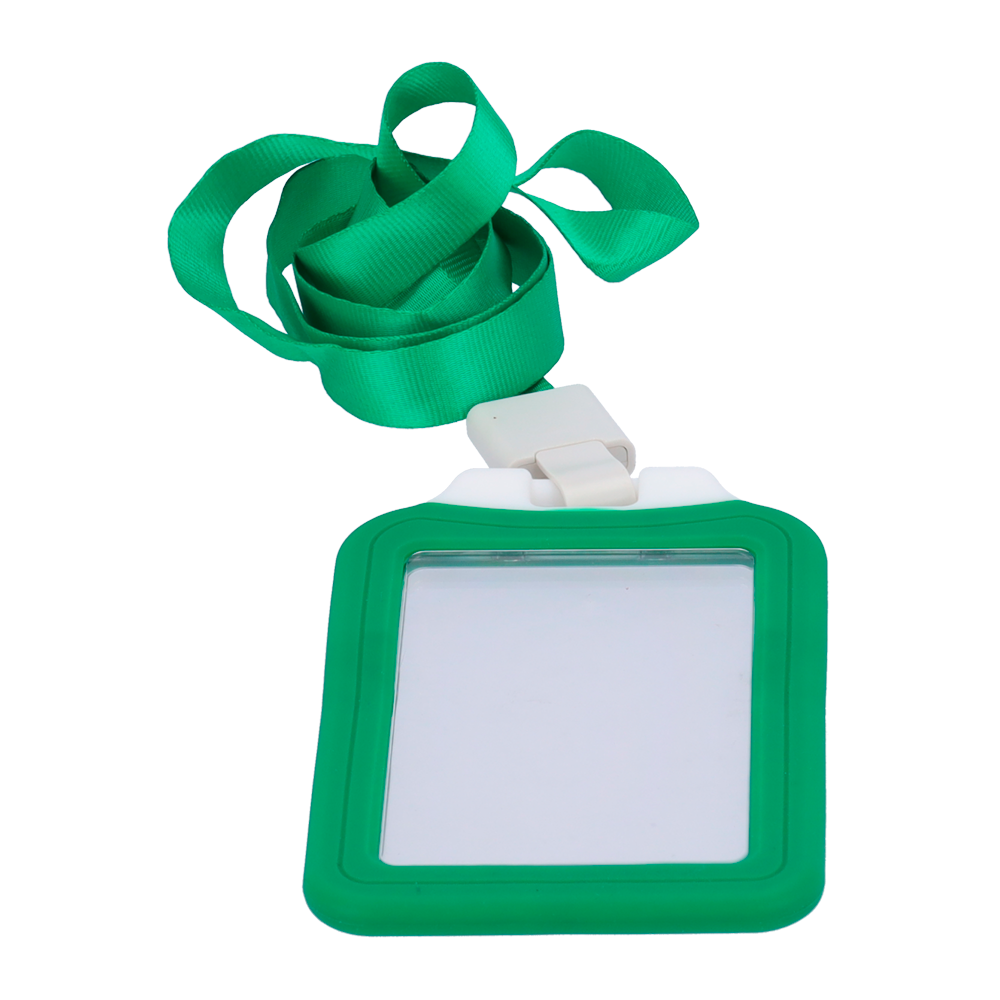 (CARD-HOLDER-V-GREEN) Porte-cartes - Disposition verticale - Feuille de protection en plastique - Fabriqué en silicone - Couleur verte