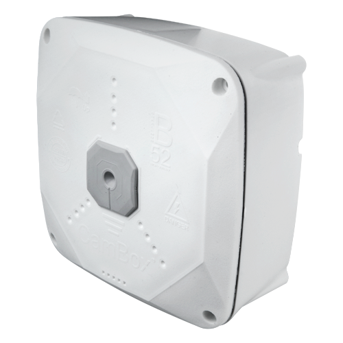 (CBOX-B52PROS) Boite de connexions - Pour caméras dôme - Double étanchéité pour l'extérieur - Niveau à bulle pour un positionnement correct - Aimant interne pour fixer les vis - Fabriqué en plastique : Blanc