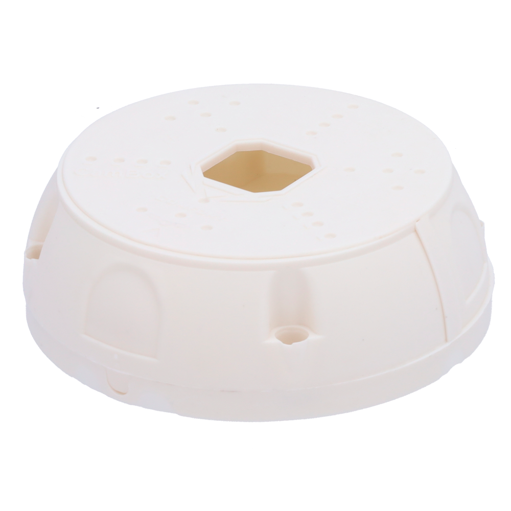[CBOX-JB811] (CBOX-JB811) Boîte de jonction pour caméras bullet et dôme - Convient pour une utilisation en extérieur - Installation dans un plafond ou un mur - En plastique : Blanc - Cache d'accès aux câbles intérieur - Ø base 141.95 mm /  Ø zona de montaje 116.91 mm / 47.89 (Fo) mm¡ERROR! FORMATO INADECUADO