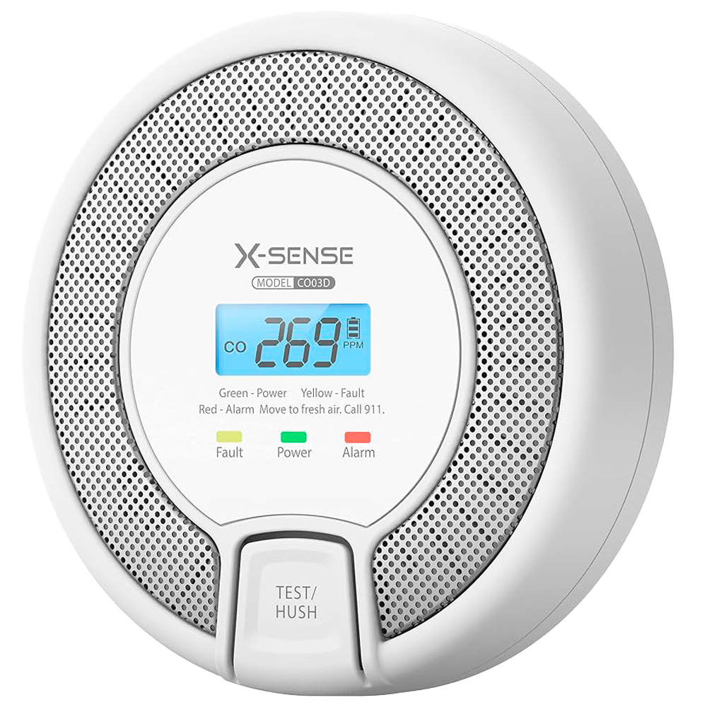 (CO03D) Détecteur de CO autonome X-Sense - Batterie remplaçable - Témoin lumineux d'alarme - Alarme sonore 85 dB à 3m - Bouton de test et écran LCD - Certifié EN 50291