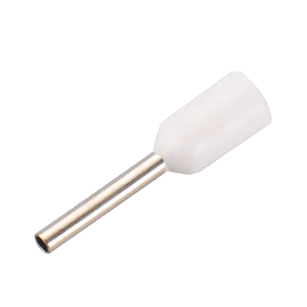 (CON-E0508-FERRULE) Pointes de sertissage creuses - Pour les câbles électriques - Section du conducteur 0.5mm² / AWG 22 - Couleur blanche - 200 Unités