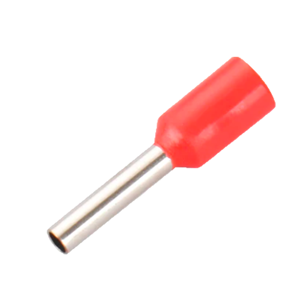 [CON-E1008-FERRULE] (CON-E1008-FERRULE) Pointes de sertissage creuses - Pour les câbles électriques - Section du conducteur 1mm² / AWG 18 - Couleur rouge - 200 Unités