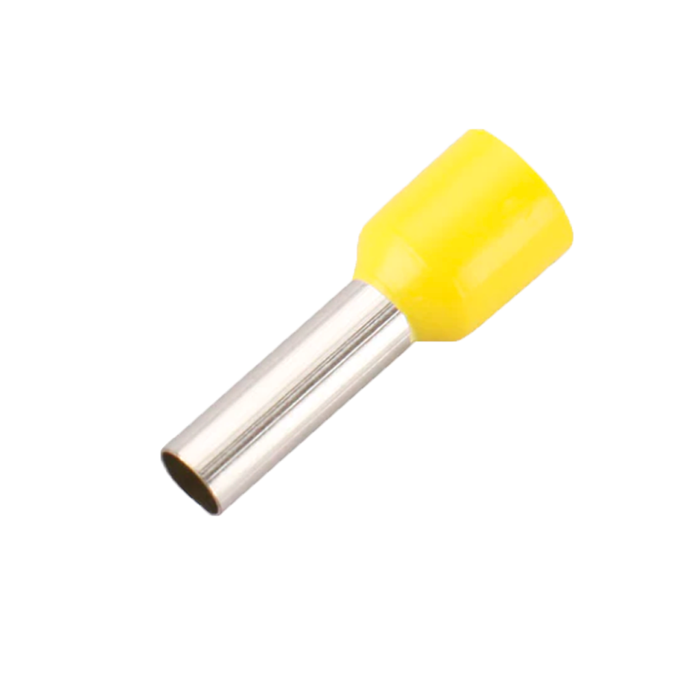(CON-E6012-FERRULE) Pointes de sertissage creuses - Pour les câbles électriques - Section du conducteur 6mm² / AWG 10 - Jaune - 50 Unités