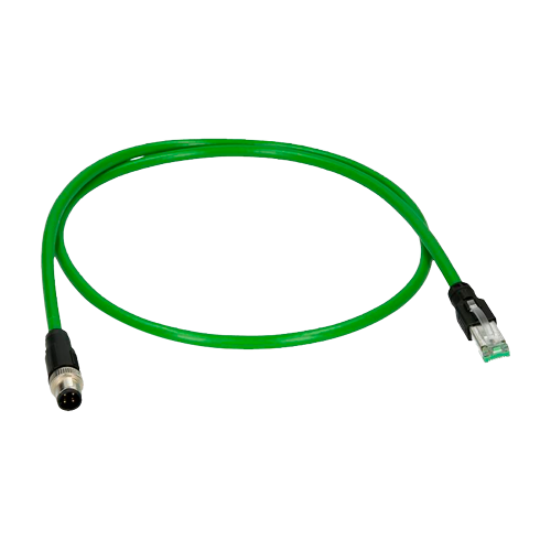 [CON-M12-RJ45] (CON-M12-RJ45) Connecteur adaptateur M12 mâle à RJ45 mâle - Ethernet - Spécial pour l'aviation - Longueur 0.1 m