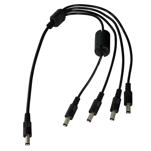 [CON104-F] (CON104-F) Distribuiteur d'alimentation - 1 jack femelle spécial - 4 jack femelle standard - Alimentation de jusqu'à4 caméras - 1 source unique d'alimentation - 50 cm de long