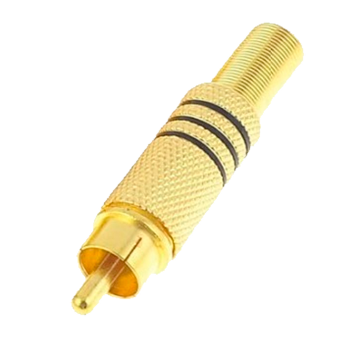 [CON117] (CON117) Connecteur - RCA mâle pour souder - Câble parallèle audio - Pour câbles de Ø 6mm - Recouvrement anticorrosion - 10g