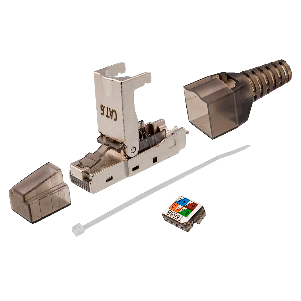[CON300-FTP6-TL] (CON300-FTP6-TL) Connecteur RJ45 - Compatible avec le câble FTP Cat 6 - Boîtier métallique - Installation facile sans outils