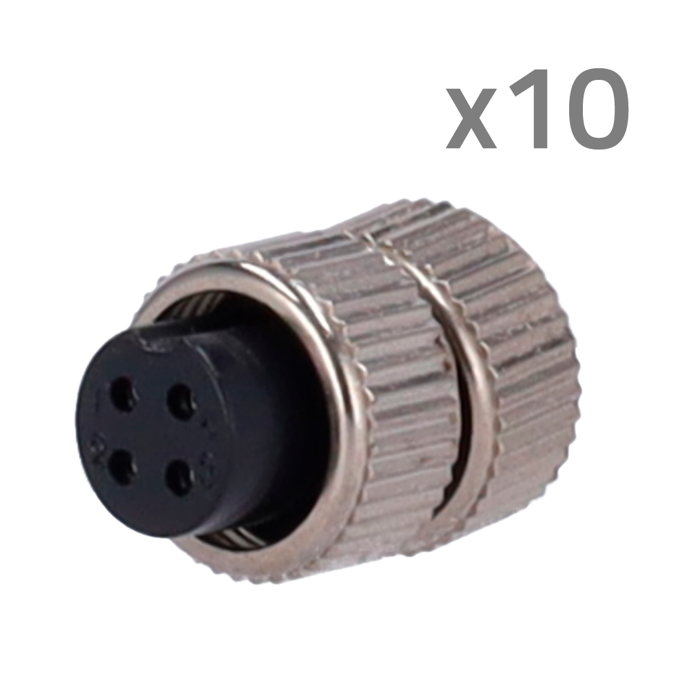 (CONM12-FEMALE-SOLDER) Connecteur M12 femelle à souder - Compatible avec Streamax - 10 Unités par sac - 4 broches