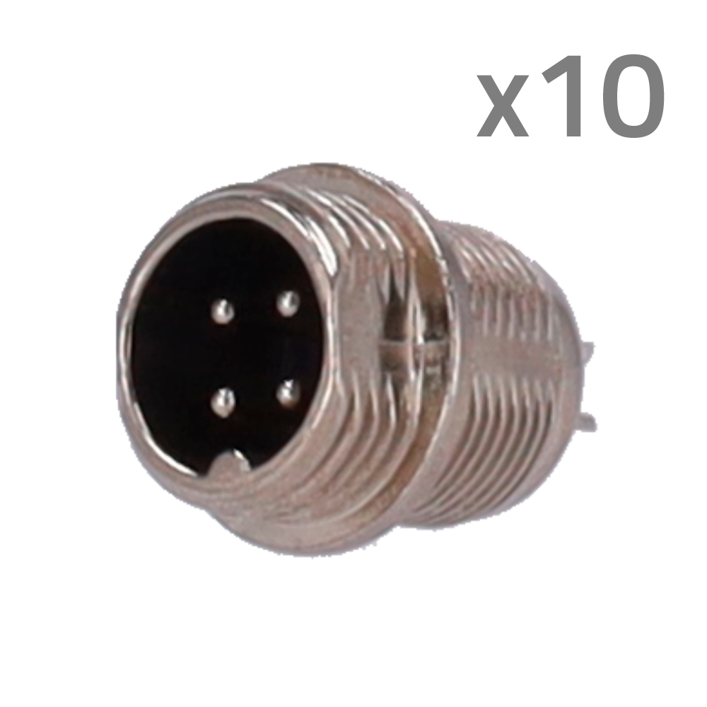 [CONM12-MALE-SOLDER] (CONM12-MALE-SOLDER) Connecteur M12 mâle à souder - Compatible avec Streamax - 10 Unités par sac - 4 broches