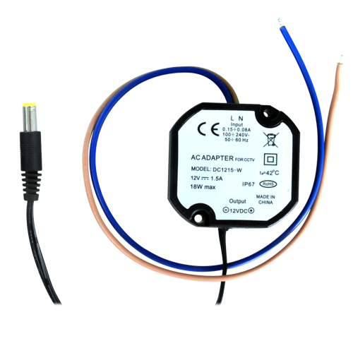 [DC1215-W] (DC1215-W) Alimentateur électronique - 12 V / 1500 mA - Dimensions réduites - 52(Al) x 50(An) x 25(Fo) - Stabilisé - IP67