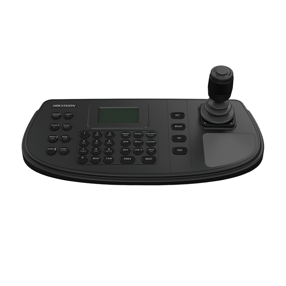 (DS-1200KI(B)) Clavier IP Hikvision - Double interface: directe ou réseau - Écran LCD 128x64  - Réseau par IP avec connecteur RJ45 - Joystick 4 axes