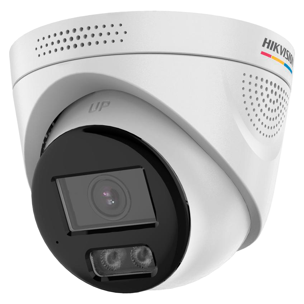 (DS-2CD1347G3H-LIUF/SRB(2.8mm)) Caméra IP Turret gamme VALUE ColorVu3.0 Hikvision - Résolution 4 MPx | PoE IEEE802.3af - ColorVu3.0: image en couleurs HIKAI-ISP F1.0 1/1.8" - 2.8 mm | Microphone | Lumière hybride jusqu'à 30m - Détection de mouvement 3.0 | Haut-parleur/lumière de police -  IP67 | Emplacement pour carte microSD jusqu'à 512GB