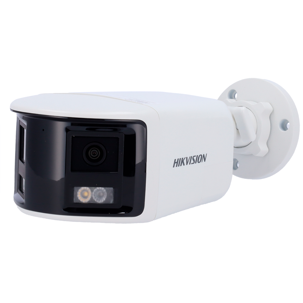 (DS-2CD1T83G2P-LIUF/SL(2mm)) Caméra Bullet IP gamme Value - Résolution 8 Mpx (4256x1888) [%VAR%] - Double objectif 2 mm vision panoramique - Portée de la lumière hybride 30 m - Microphone intégré | Sirène et flash dissuasif - Détection de mouvement 2.0 | MicroSD | PoE | IP67