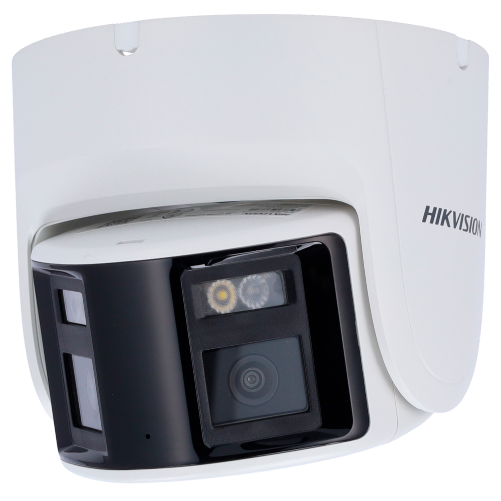 (DS-2CD2347G2P-LSU/SL(2.8mm)(C)) Hikvision - Caméra Turret IP panoramique gamme PRO - Résolution 4 Mégapixel | PoE | ColorVu - 2.8 mm | Microphone | Sirène et flash dissuasif - Lumière blanche 30 m | Détection de mouvement 2.0 - AcuSense | Reconnaissance faciale | IP67