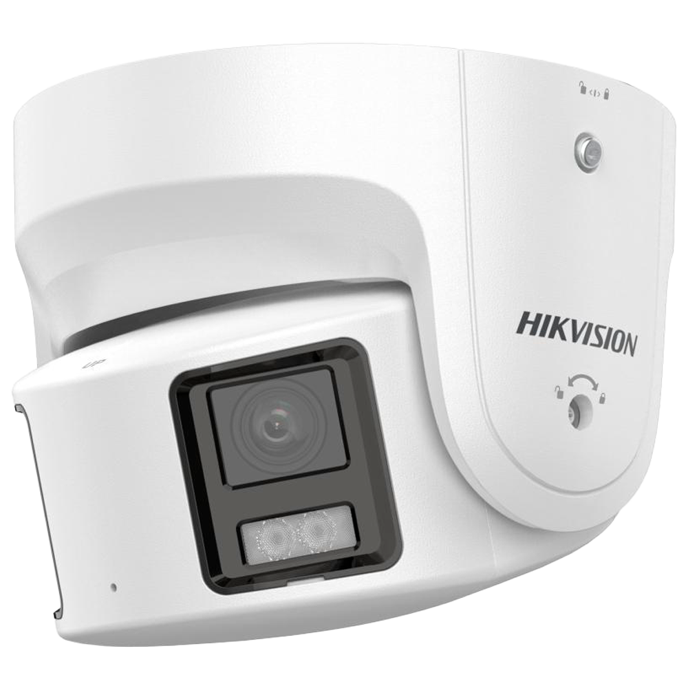 (DS-2CD2387G2P-LSU/SL(4mm)(C)) Hikvision - Caméra Turret IP panoramique gamme PRO - Résolution 8 Mégapixel | PoE | ColorVu - 4 mm | Microphone | Sirène et flash dissuasif - Lumière blanche 30 m | Détection de mouvement 2.0 - AcuSense | IP67