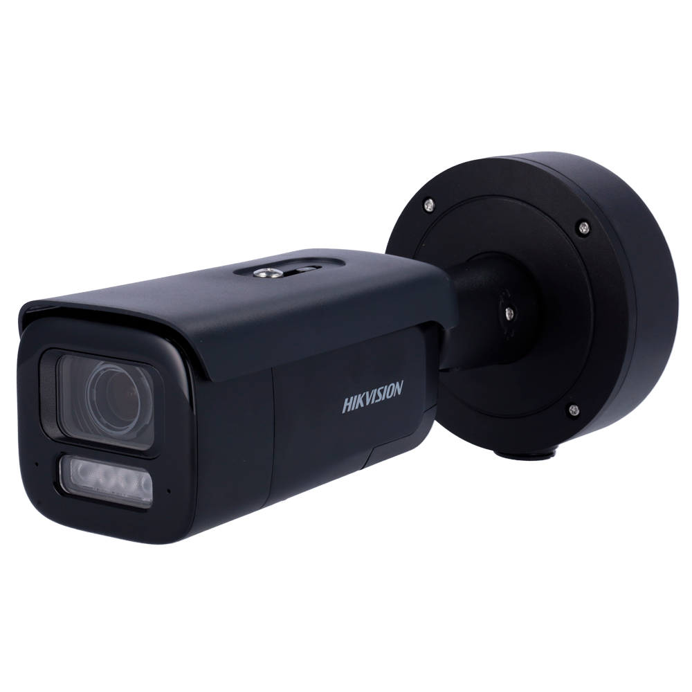 [DS-2CD2686G2H-IZS2U/SL(2.8-12)/eF/BLK] (DS-2CD2686G2H-IZS2U/SL(2.8-12)/eF/BLK) Caméra Bullet IP gamme PRO Hikvision - Résolution 8 Mégapixel (3840x2160) - Objectif 2.8~12 mm - Sirène et flash blanc dissuasifs - IR 60 m | MD 2.0 | PoE+ | MicroSD | IP67, IK10 - AcuSense | Capture de visage | Alarmes | Audio