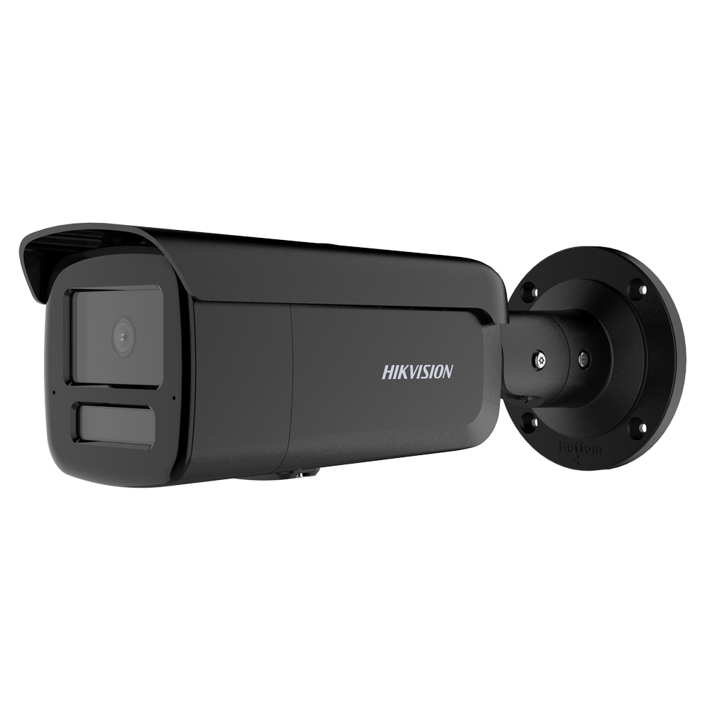 [DS-2CD2T43G2-4LI2U(2.8mm)(BLACK)] (DS-2CD2T43G2-4LI2U(2.8mm)(BLACK)) Hikvision Cámara Bullet IP gama PRO - Resolución 4 Mpx (2688x1520) - Lente 2.8 mm - Luz híbrida 80 m | WDR 120 dB - Detección movimiento 2.0 | AcuSense  - IP67 | PoE | MicroSD | Micrófono en array