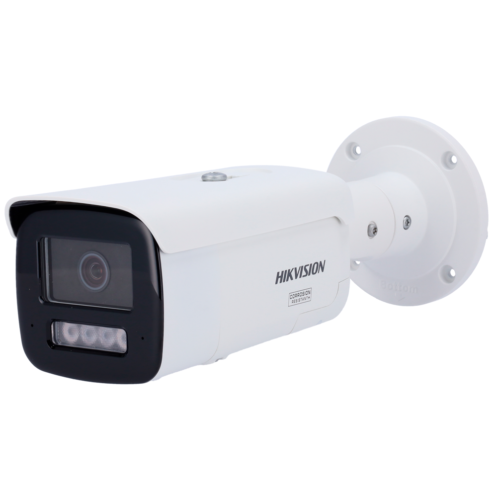 (DS-2CD2T47G3-LIS2UY/SL(2.8mm)) Caméra IP Bullet gamme PRO ColorVu3.0 Hikvision - Résolution 4 MPx | PoE IEEE802.3at  - ColorVu3.0: image en couleurs HIKAI-ISP F1.0 1/1.8" - 2.8 mm | [Double microphone | Lumière hybride jusqu'à 60m - AcuSense3.0 | Sirène et flash dissuasif  -  Alarmes 1/1  | IP67 | NEMA 4X