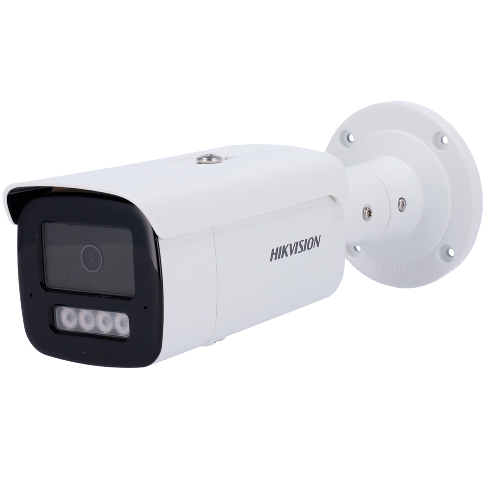 [DS-2CD2T83G2-4LI2U(2.8mm)] (DS-2CD2T83G2-4LI2U(2.8mm)) Caméra IP Bullet gamme PRO Hikvision - 8 MP | Objectif 2.8 mm - IR 80 m | Lumière hybride 80 m | WDR 120 dB - Éclairage intelligent supplémentaire - Détection de mouvement 2.0 | AcuSense  - IP67 | PoE | microSD 512 Go | Double réseau de microphones