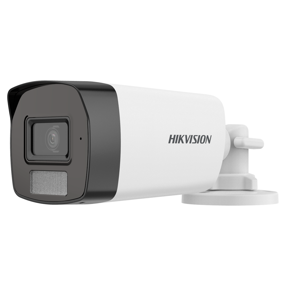 (DS-2CE17K0T-LFS(2.8mm)) Hikvision Cámara Bullet 4en1 Gama VALUE - Resolución 3K (2960x1665)  - Lente 2.8 mm - Dual light: IR LEDs 40 m, luz blanca 40 m - Audio sobre cable coaxial | Micrófono integrado - Impermeable IP67