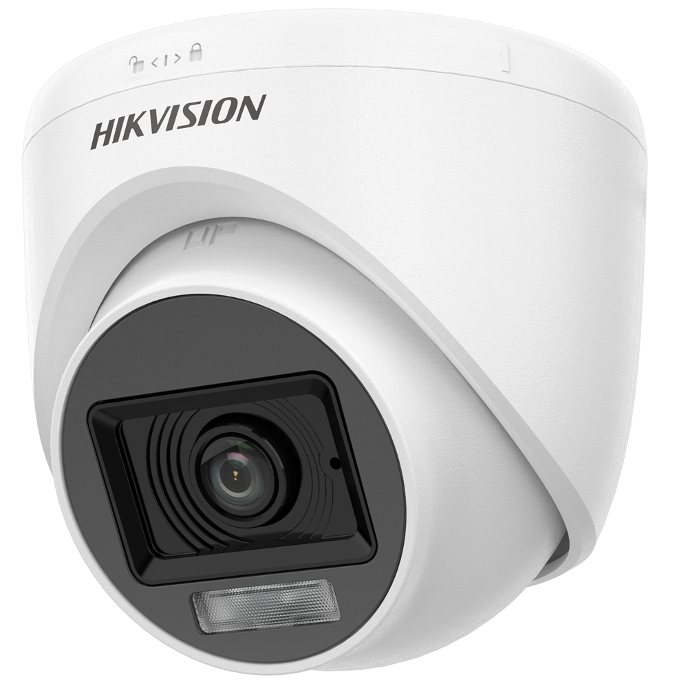 (DS-2CE76D0T-LPFS(2.8mm)) Hikvision - Caméra dôme 4en1 Gamme Value - Resolution 1080p (1920x1080) - Objectif 2.8 mm | Convient pour une utilisation en intérieur - Double lumière: Smart IR 20 m et lumière blanche 20 m - Audio par câble coaxial | Microphone intégré
