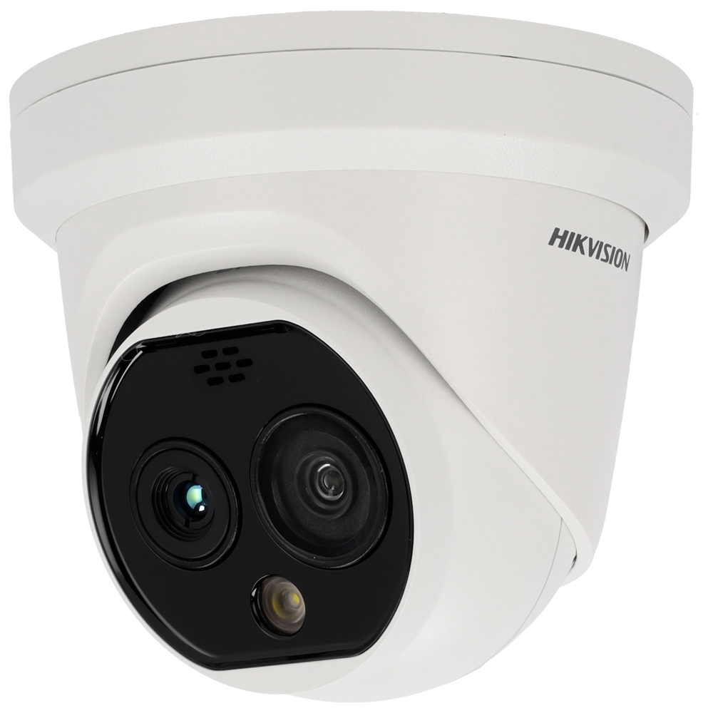 (DS-2TD1228-7/QA) Caméra thermique Dual IP Hikvision Gamme PRO - Capteur thermique 256x192 VOx | Objectif 6.9 mm - Capteur optique 1/2.7” 4 Mpx | Objectif 6.4 mm - Sensibilité thermique ≤ 40mK - Détection et alarme incendie préventive - Intervalle de mesure temp -20~150ºC / ± 8ºC