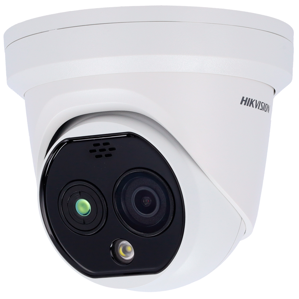 (DS-2TD1228T-2/QA(B)) Caméra thermique Dual IP Hikvision Gamme PRO - Capteur thermique 256x192 VOx | Objectif 2.1 mm - Capteur optique 1/2.7” 4 Mpx | Objectif 2.2 mm - PoE | IP67 | Audio | Alarme - IR 15 m | Lumière blanche 30 m | Alarme sonore  - Intervalle de mesure temp -20~150ºC / ± 8ºC