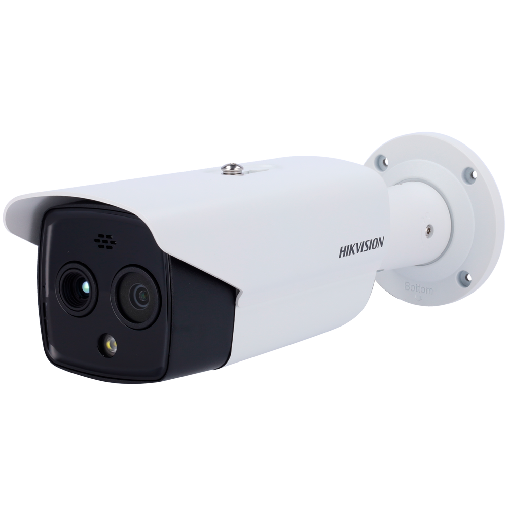(DS-2TD2628-3/QA) Caméra thermique Dual IP Hikvision Gamme PRO - Capteur thermique 256x192 VOx | Objectif 3.6 mm - Capteur optique 1/2.7” 4 Mpx | Objectif 4.3 mm - Sensibilité thermique ≤ 40mK - Détection et alarme incendie préventive - Intervalle de mesure temp -20~150ºC / ± 8ºC
