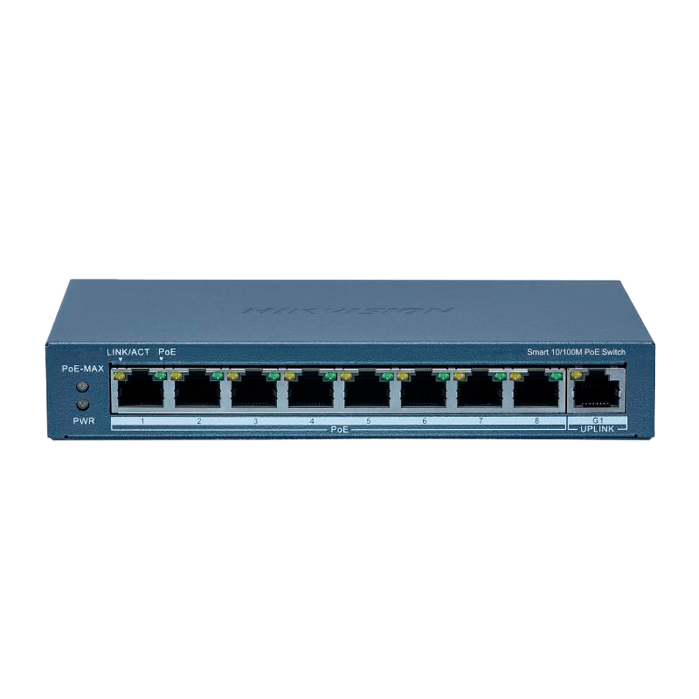 (DS-3E1309P-EI(B)) Switch PoE Manageable Hikvision - 8 ports PoE 802.3af/at + 1 Uplink RJ45 - 8 RJ45 10/100 Mbps + 1 RJ45 10/100/1000 Mbps - 30W par port 802.3af/at / Maximum 120W - VLAN/Isolation du port/Dértection de boucle/LLDP - Agrégation de liens/PoE Watchdog/SNMP