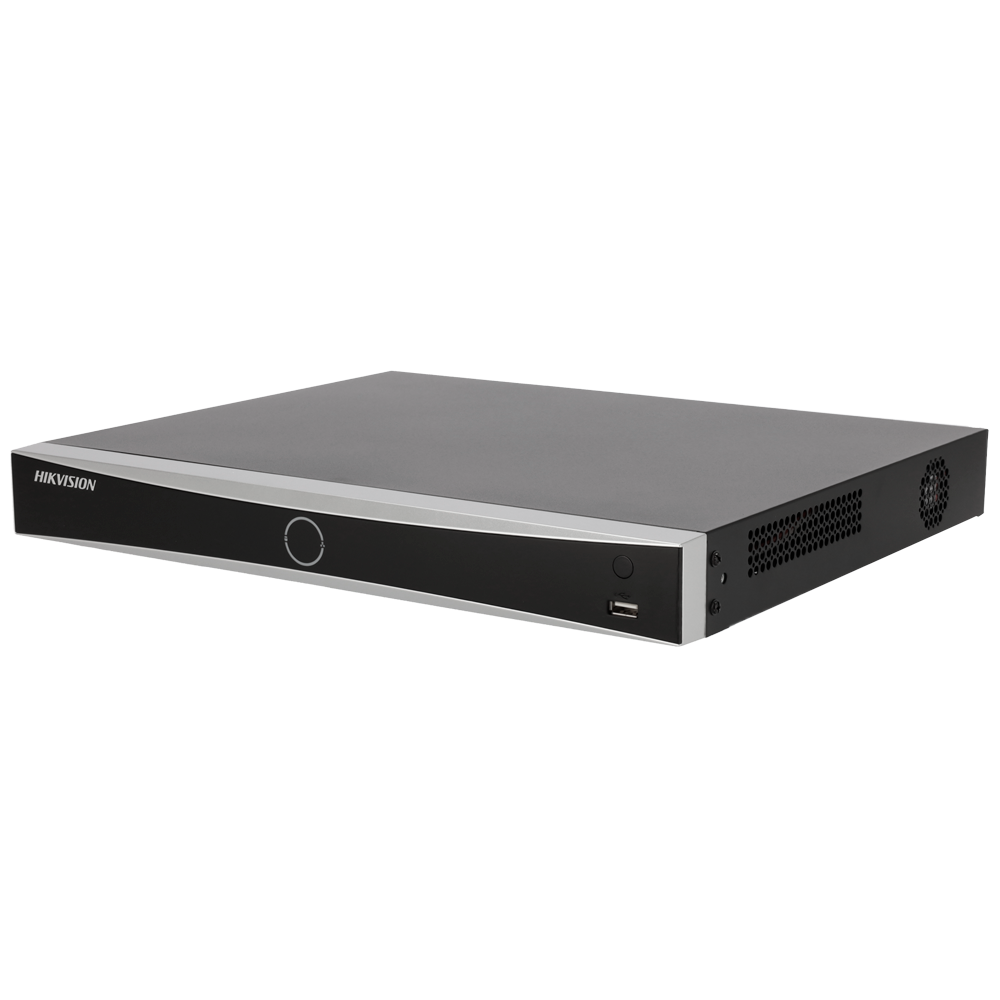 (DS-7608NXI-I2/8P/VPro) Hikvision - Gama PRO - Grabador NVR 8 CH IP  / 8x Puertos POE af/at - Resolución máxima 32Mpx | Alarmas | AcuSense - Ancho de banda 96 Mbps | Admite 2 discos duros - AcuSeek, búsqueda basada en texto hasta en 8CH