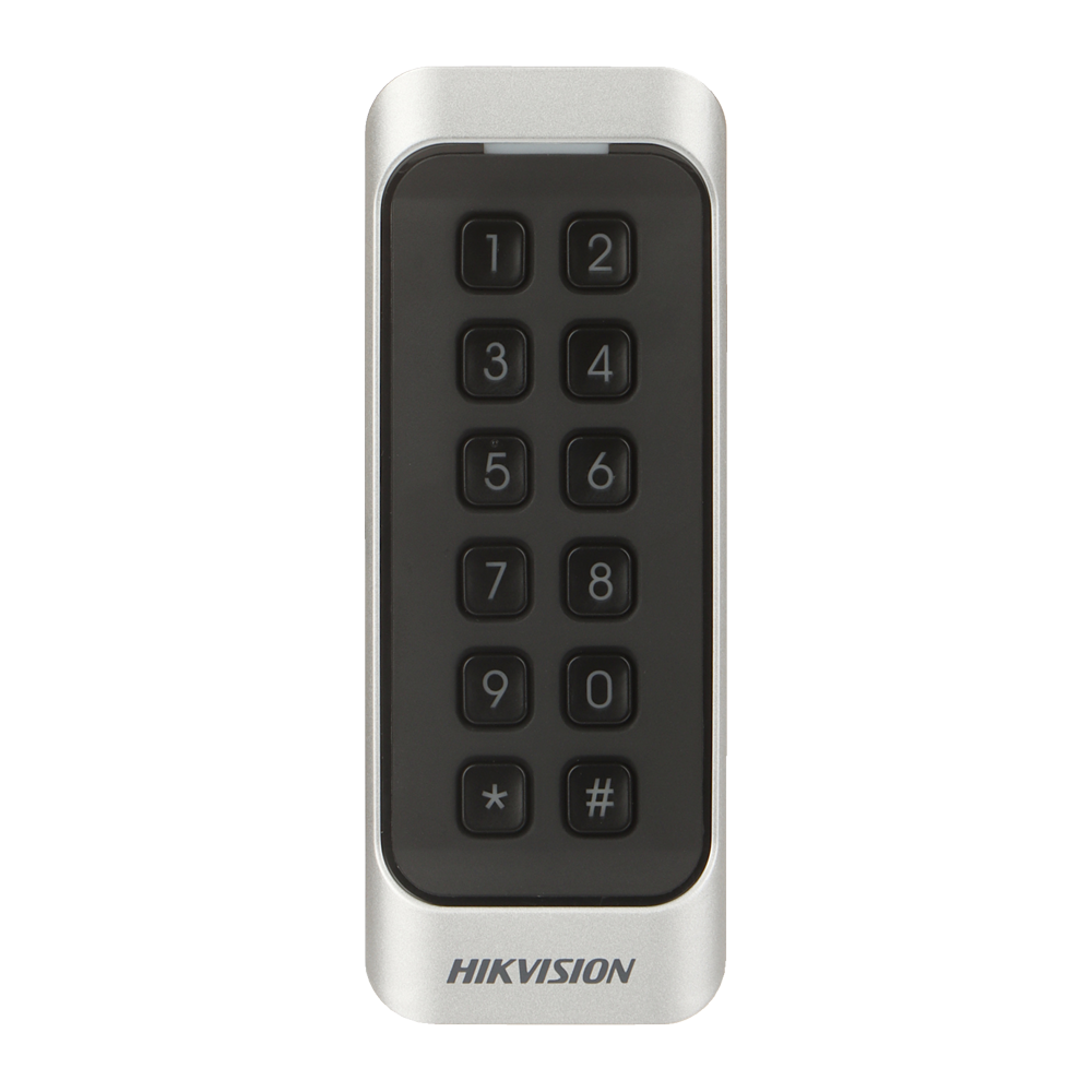 [DS-K1107AEK] (DS-K1107AEK) Lecteur d'accès pour les cadres - Accès par carte EM et PIN - Indicateur LED et sonore - Wiegand 26/34 | RS485 - Compatible avec les contrôleurs Hikvision - Apte pour extérieur IP65
