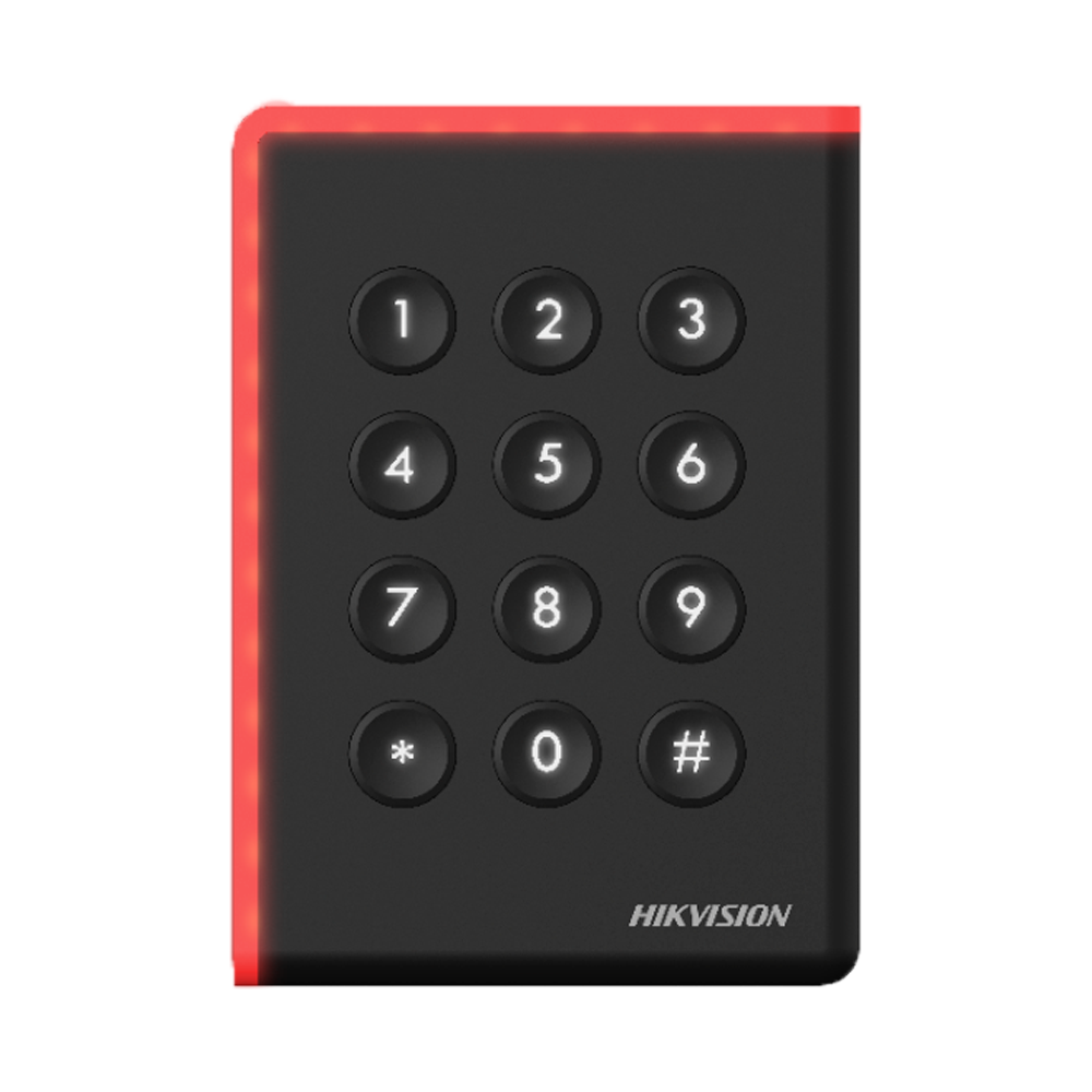 (DS-K1108AMK) Lecteur d'accès - Accès par carte MF et PIN - Indicateur LED et sonore - Wiegand 26/34 | RS485 - Compatible avec les contrôleurs Hikvision - Apte pour extérieur IP65