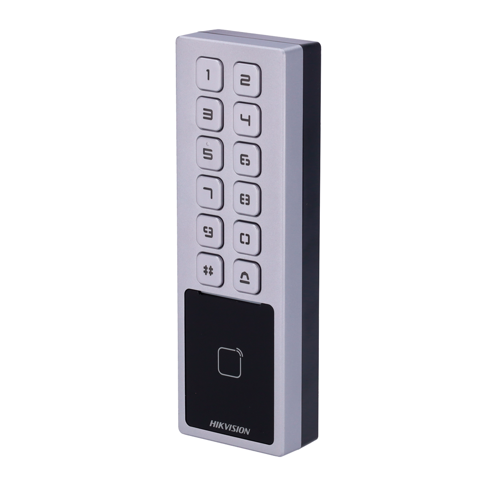 (DS-K1T805EX) Contrôle d'accès IP65 et IK08 - Carte EM et code PIN - 10.000 utilisateurs | 100.000 registres - TCP/IP, RS485 et Wiegand - Contrôleur intégré - iVMS-4200 | Hik-Connect