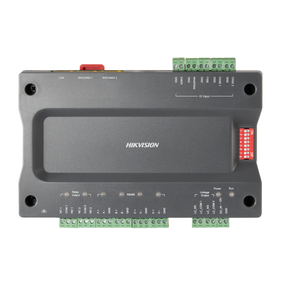 (DS-K2210) Contrôleur principal pour ascenseurs - Accès par empreinte digitale, visage, carte ou mot de passe - Communication TCP/IP - 2 entrées Wiegand 26 et 2 RS485 - Sortie de 2 relais  - Logiciel iVMS-4200