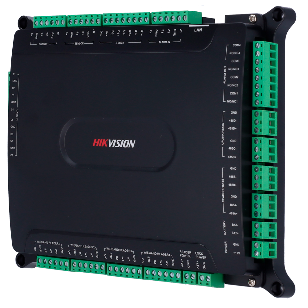 (DS-K2604T-MAINBOARD) Contrôleur d'accès à multi-identification - Reconnaissance faciale, empreinte digitale, carte, QR ou PIN - 4 portes | Communication TCP/IP et RS485 - 4 lecteurs par Wiegand | 8 lecteurs par OSDP - Sans boîtier - Logiciel iVMS-4200