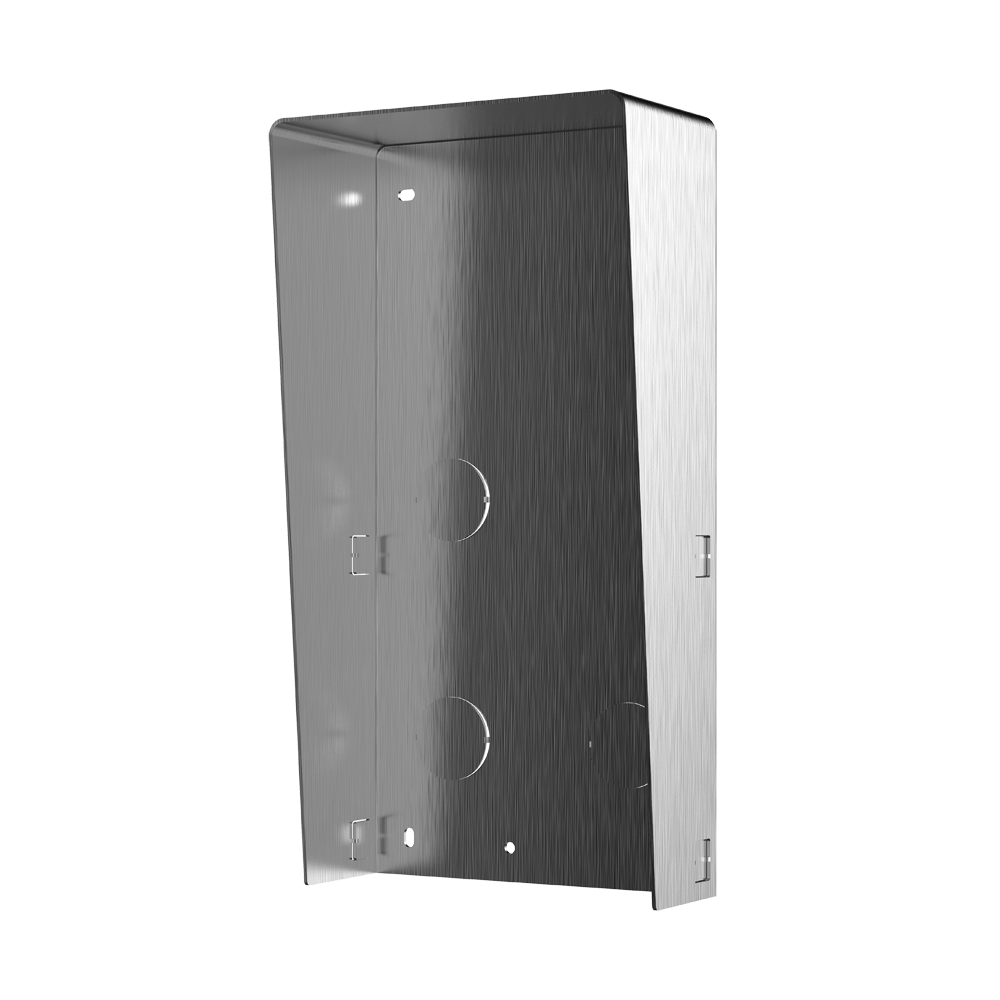 (DS-KABD8003-RS2/S) Boîte de registre de surface - Pour jusqu´à 2 modules - Spécifique pour les portiers vidéo Hikvision - Compatible avec les modules Hikvision - Avec visière - Panneau fabriqué en acier inoxydable