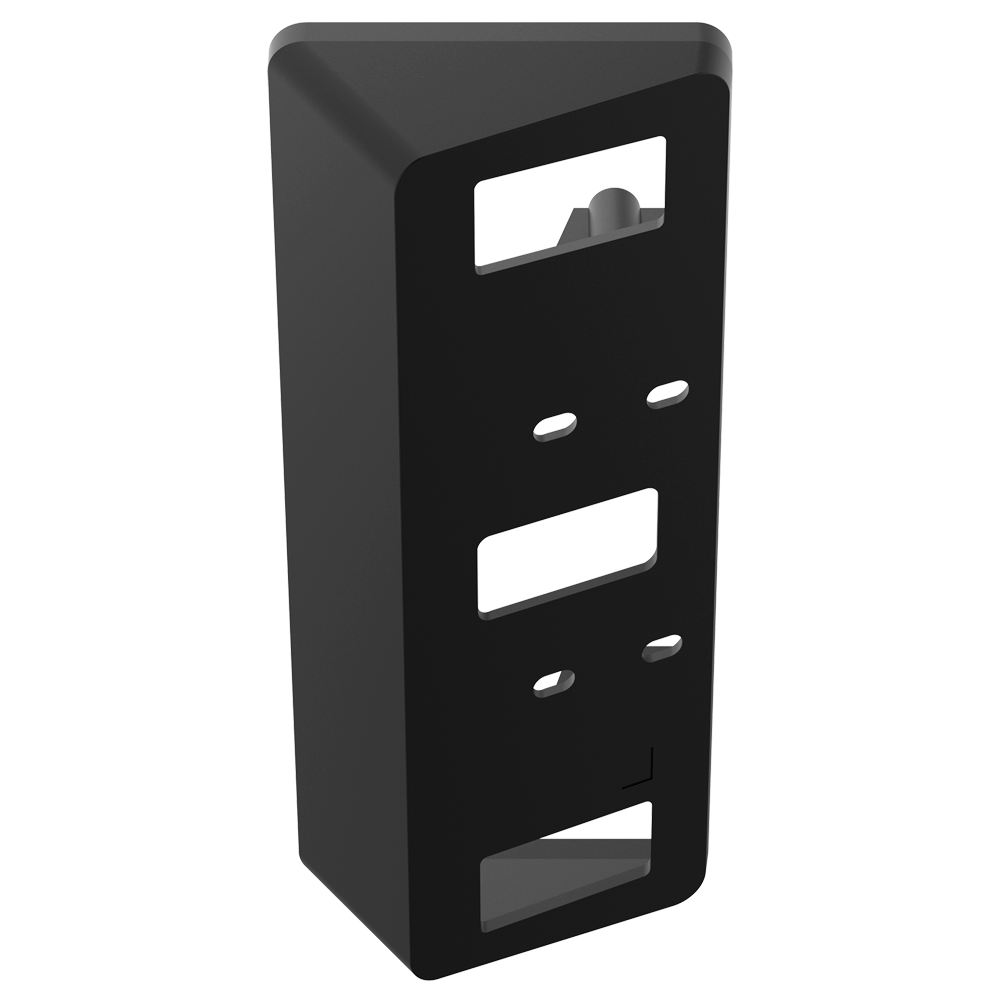 (DS-KABV6113-A) Support mural en angle - Spécifique aux interphones vidéo - Compatible avec DS-KV61x3-xPE1 - Orifices de connexion - 131 (H) x 60 (L) x 35 (Pr) mm - Fabriqué en PC