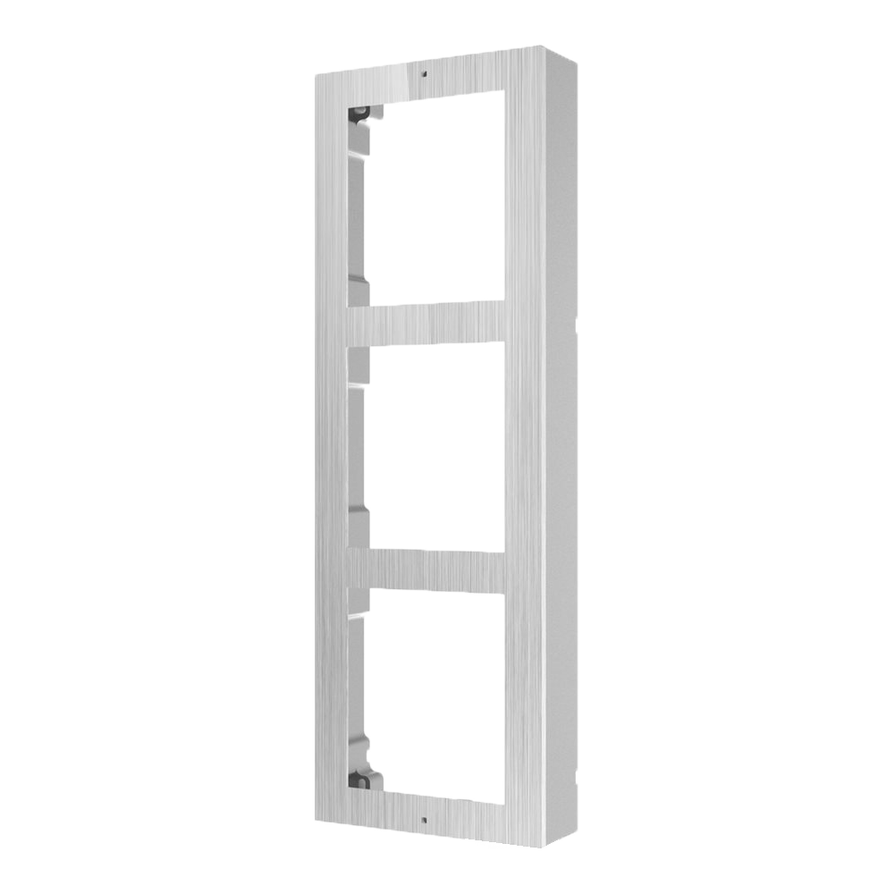 (DS-KD-ACW3/S) Boîte de registre de surface - Pour jusqu´à 3 modules - Spécifique pour les portiers vidéo Hikvision - Compatible avec les modules Hikvision - Boîtier en aluminium aviation - Panneau fabriqué en acier inoxydable