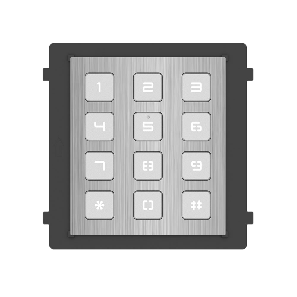 (DS-KD-KP/S) Module d'extension en acier inoxydable - Appel sur différents moniteurs - Ouverture avec code d'accès - Éclairage LED du clavier - Apte pour extérieur IP65 - Montage modulaire