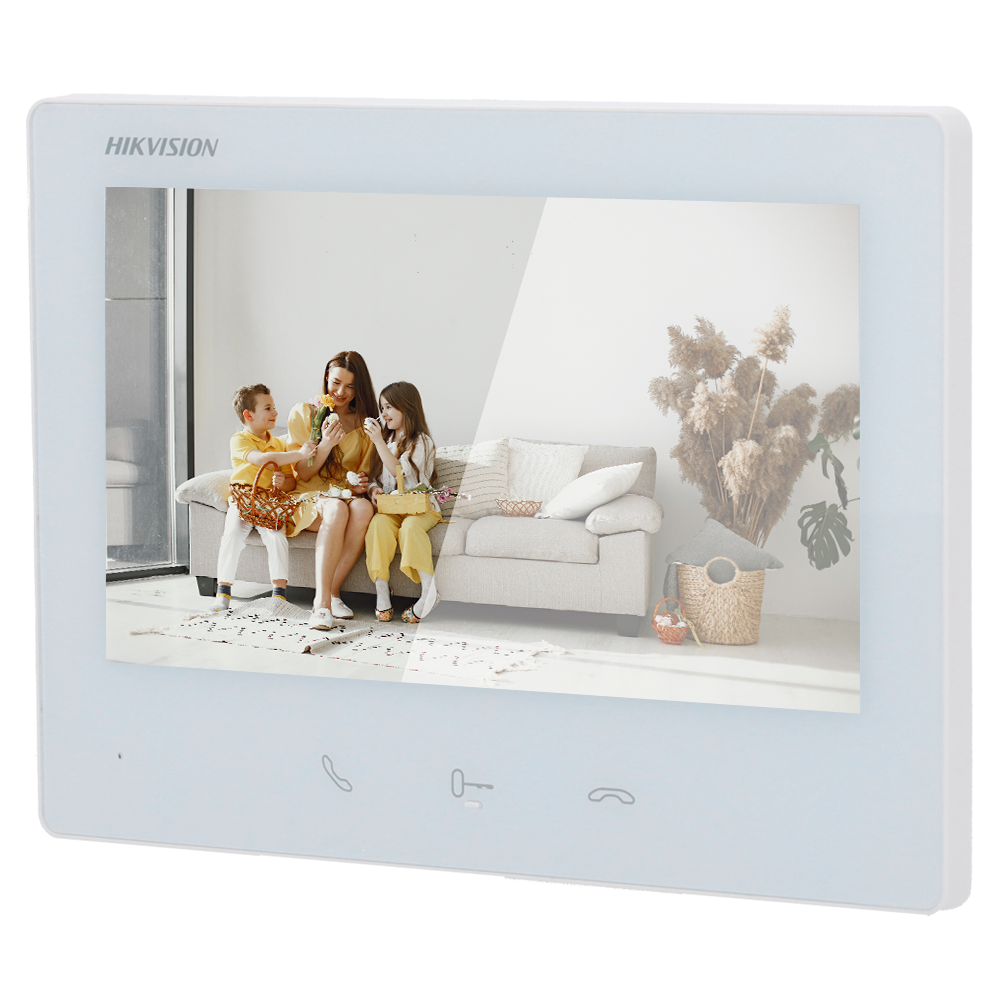 (DS-KH7300EY-TE2/White) Moniteur pour interphone vidéo - Ecran TFT de 7" - Audio bidirectionnel LED d'état - 2 Fils HD - Emplacement pour carte microSD jusqu'à 128 Go - Montage en surface | Blanc
